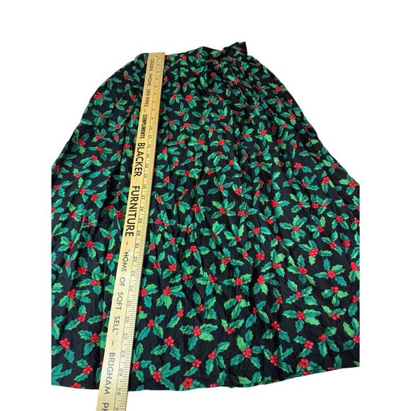 Vintage Bechamel Size 8 Petite 8P Christmas Holiday Stretch Skirt Holly Print - Picture 2 of 9
